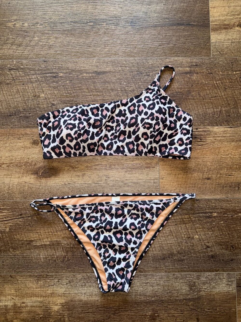 Leopard Bikini Set Large NWOT One Shoulder Adjustable